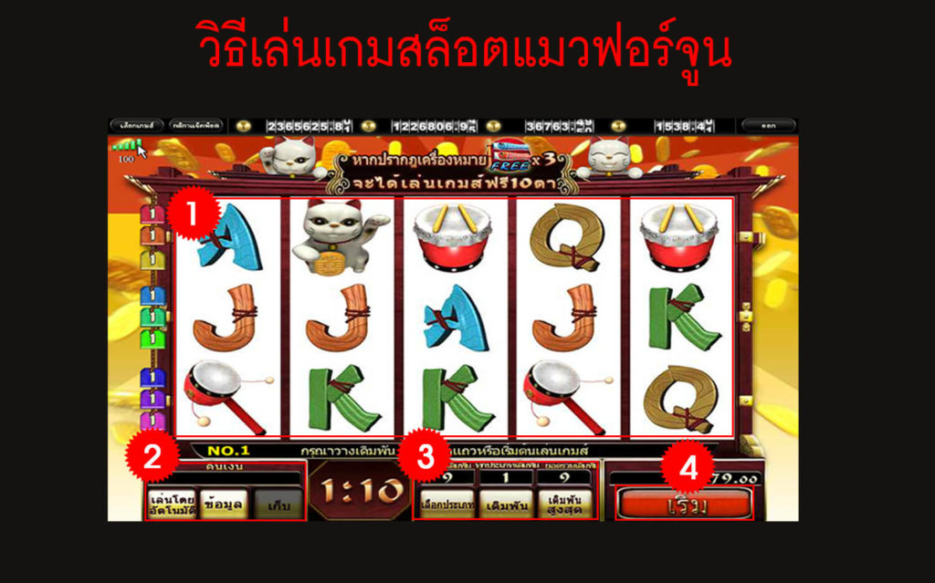 วิธีเล่นเกม สล็อตแมวฟอร์จูน (Money Cat)