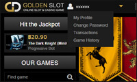 ขั้นตอนที่ 5. Golden Slot การเช็คดูรายละเอียดบัญชี เครดิต และข้อมูลส่วนตัวของผู้เล่น